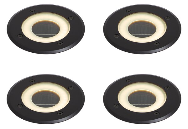 Set de 4 spoturi de sol moderne negre, inclusiv LED reîncărcabil cu solar IP65 - Solyx
