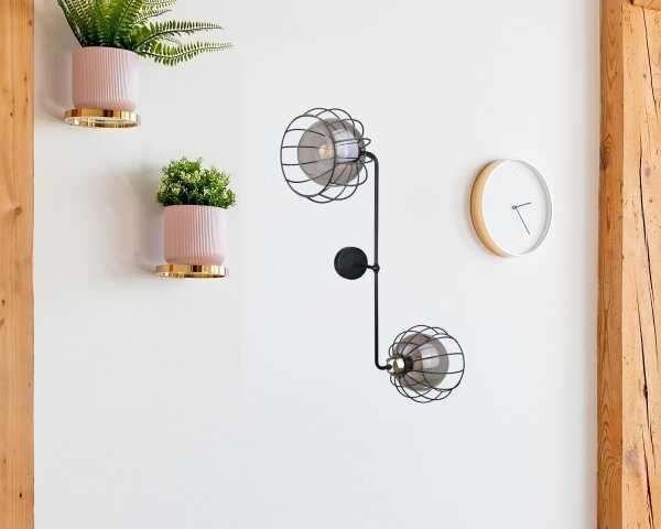 Aplică SOLO BLACK 2xE27/60W/230V neagră/aurie