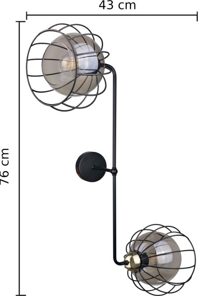 Aplică SOLO BLACK 2xE27/60W/230V neagră/aurie