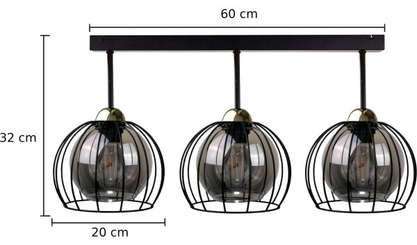Lustră aplicată SOLO BLACK 3xE27/60W/230V neagră/aurie