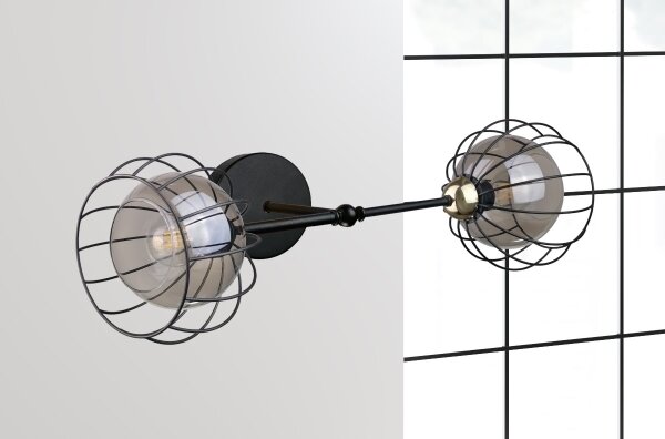 Aplică SOLO BLACK 2xE27/60W/230V neagră/aurie