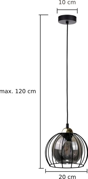Lustră pe cablu SOLO BLACK 1xE27/60W230V neagră/aurie