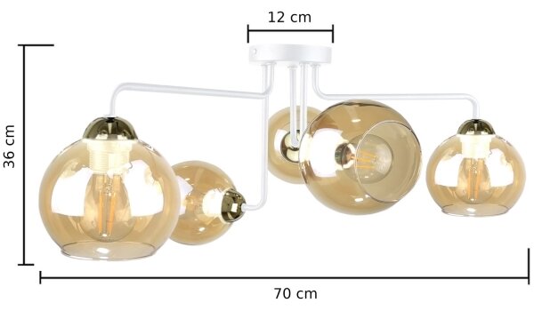 Lustră aplicată MONDE WHITE 5xE27/60W/230V
