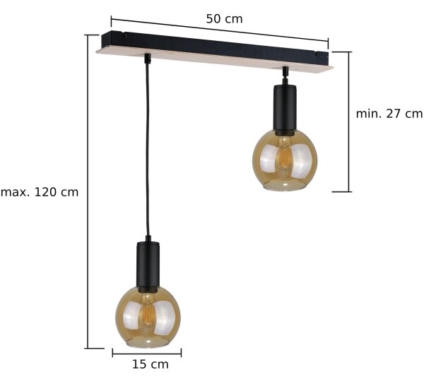 Lustră pe cablu JANTAR WOOD 2xE27/60W/230V