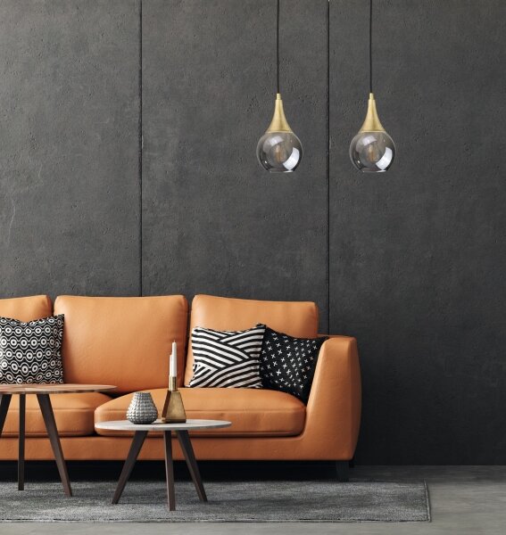 Lustră pe cablu LACRIMA SMOKY 2xE27/60W/230V