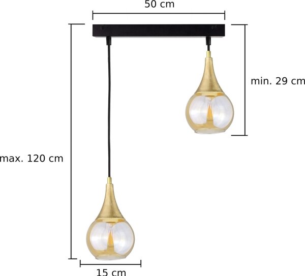 Lustră pe cablu LACRIMA HONEY 2xE27/60W/230V