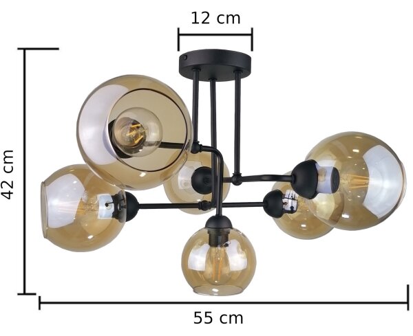 Lustră aplicată MONDE BLACK 6xE27/60W/230V
