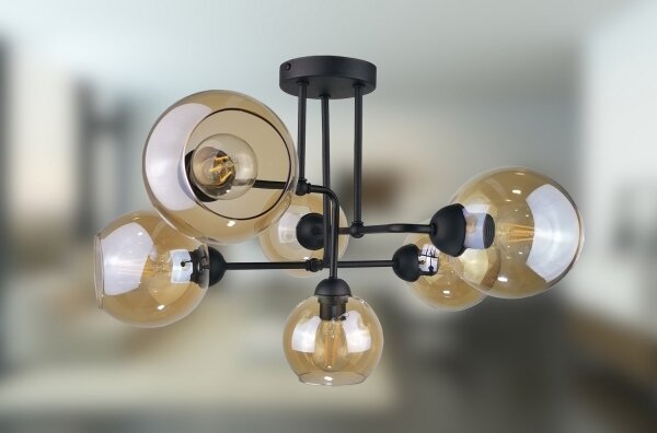 Lustră aplicată MONDE BLACK 6xE27/60W/230V