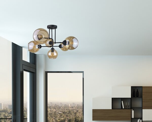 Lustră aplicată MONDE BLACK 6xE27/60W/230V
