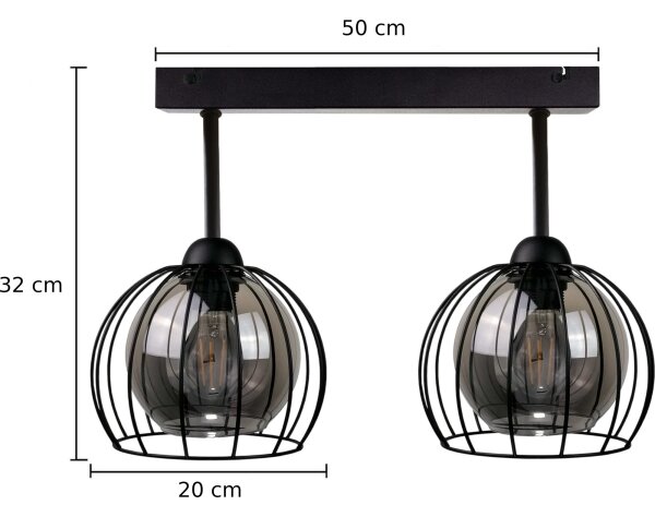 Lustră aplicată SOLO BLACK 2xE27/60W/230V