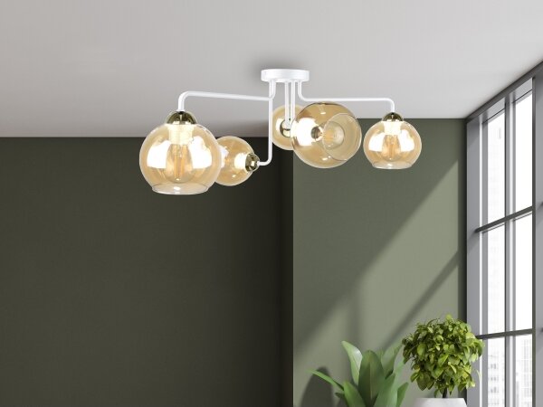 Lustră aplicată MONDE WHITE 5xE27/60W/230V