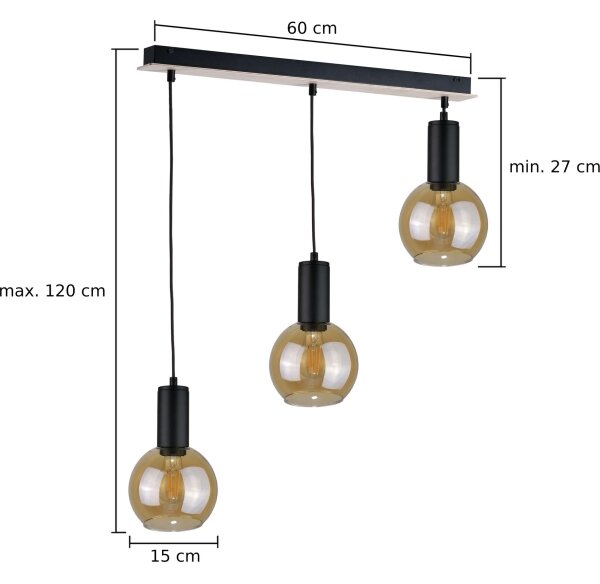 Lustră pe cablu JANTAR WOOD 3xE27/60W/230V