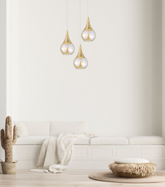 Lustră pe cablu LACRIMA WHITE 3xE27/60W/230V d. 30 cm