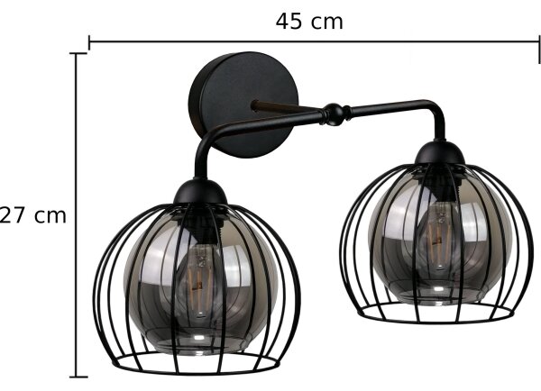 Aplică SOLO BLACK 2xE27/60W/230V neagră/aurie