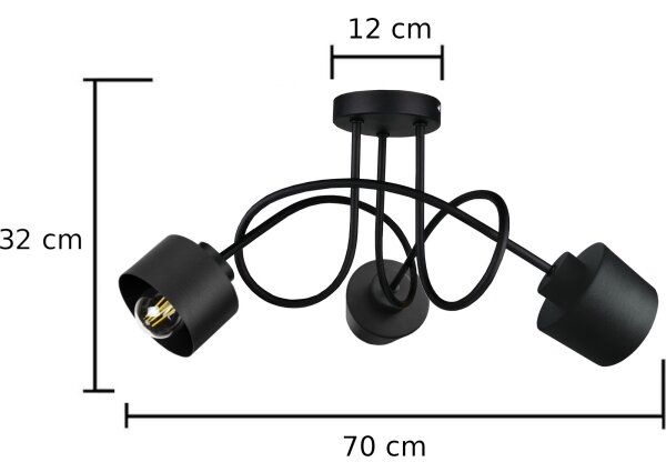 Lustră aplicată SIMPLY BLACK 3xE27/60W/230V