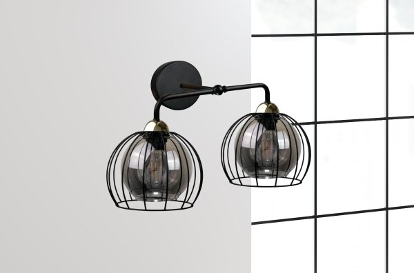 Aplică SOLO BLACK 2xE27/60W/230V neagră/aurie