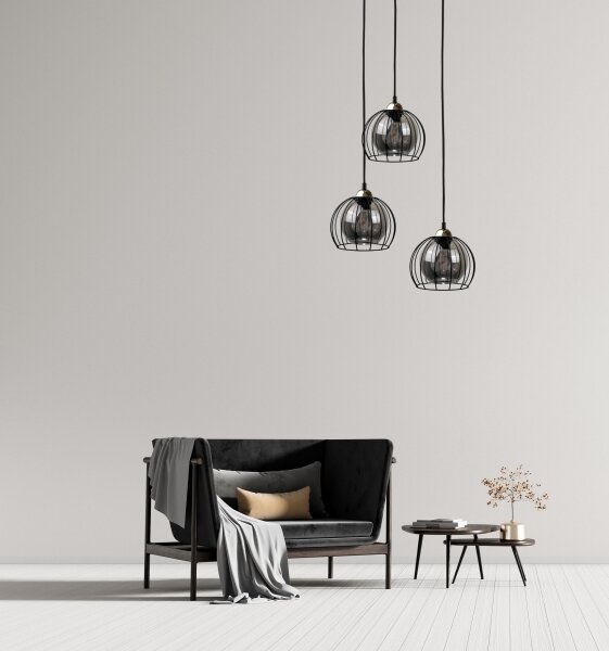 Lustră pe cablu SOLO BLACK 3xE27/60W/230V neagră/aurie