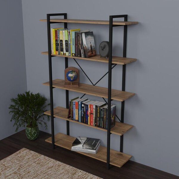 Biblioteca Reson, Antracit - Stejar, 120x34x180 cm