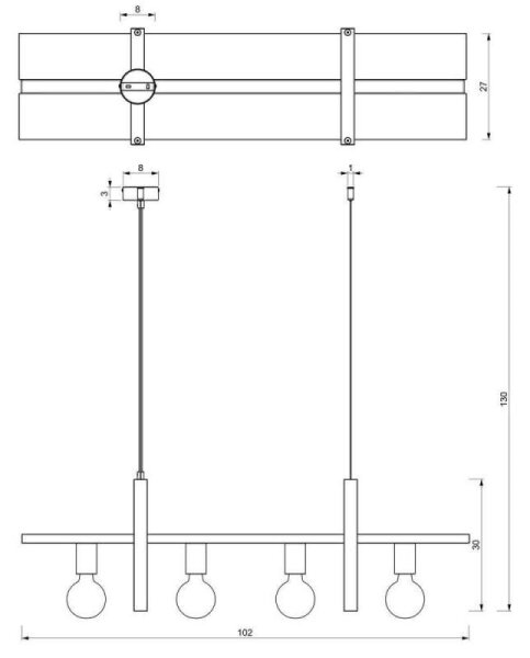 Lustră pe cablu SHELF 4xE27/60W/230V