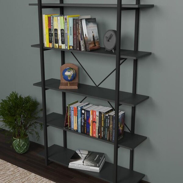 Biblioteca Reson, Antracit - Stejar, 120x34x180 cm