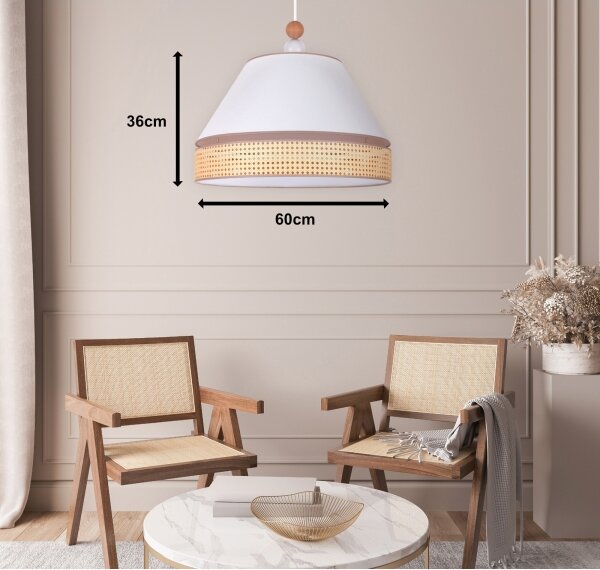 Duolla - Lustră pe cablu AVIGNON 1xE27/15W/230V d. 60 cm albă/ratan