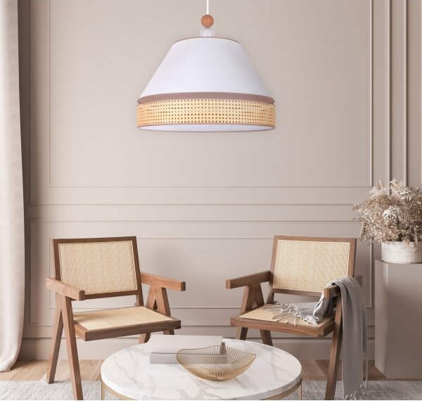 Duolla - Lustră pe cablu AVIGNON 1xE27/15W/230V d. 60 cm albă/ratan