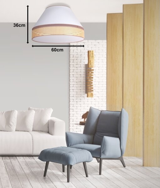 Duolla - Plafonieră AVIGNON 3xE27/15W/230V d. 60 cm albă/ratan