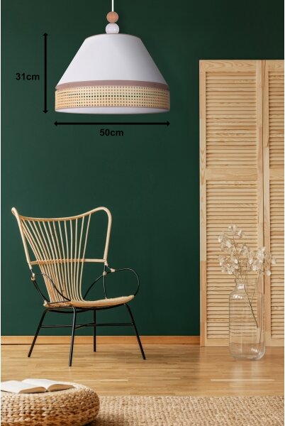 Duolla - Lustră pe cablu AVIGNON 1xE27/15W/230V d. 50 cm albă/ratan