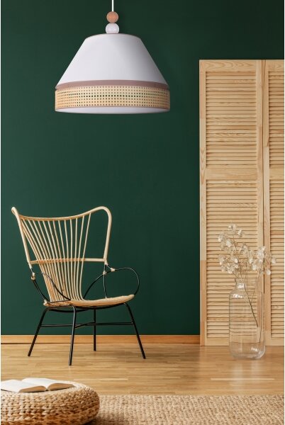 Duolla - Lustră pe cablu AVIGNON 1xE27/15W/230V d. 50 cm albă/ratan