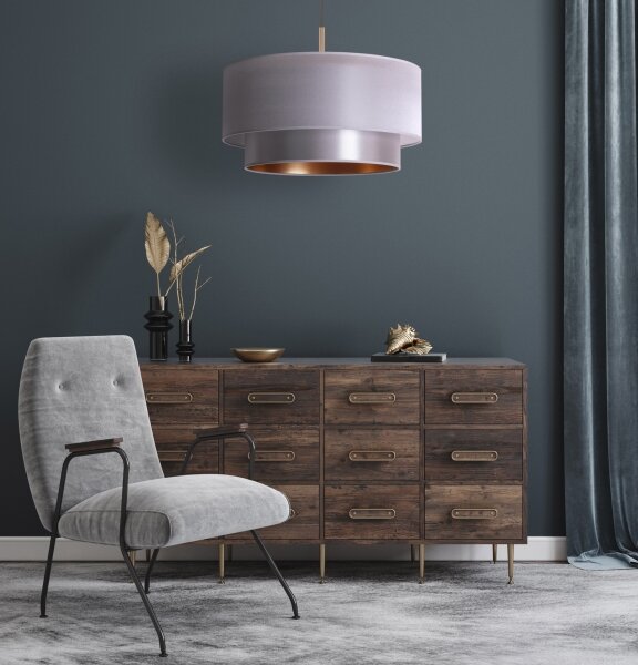 Duolla - Lustră pe cablu NANTES 1xE27/15W/230V d. 45 cm argintie/cupru