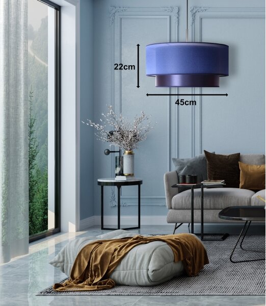 Duolla - Lustră pe cablu NANTES 1xE27/15W/230V d. 45 cm albastră/argintie