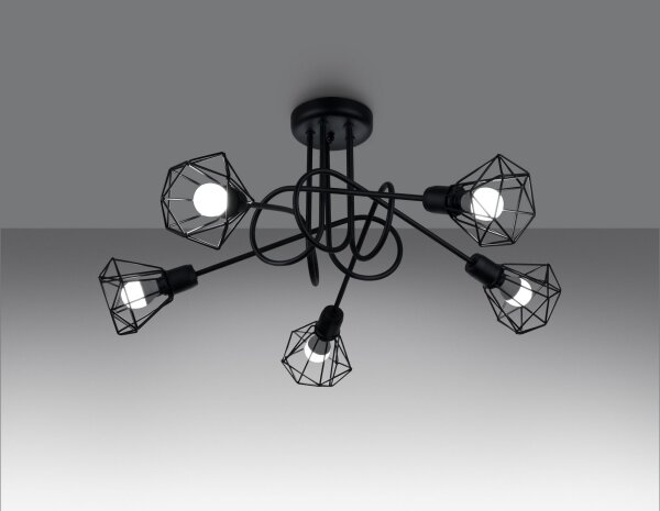 Lustră pe tijă ARTEMIS 5xE14/40W/230V neagră Sollux SL.1110