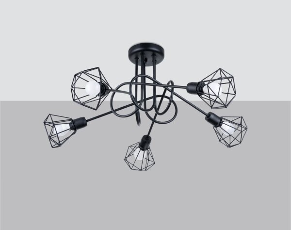 Lustră pe tijă ARTEMIS 5xE14/40W/230V neagră Sollux SL.1110