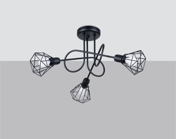 Lustră pe tijă ARTEMIS 3xE14/40W/230V neagră Sollux SL.1109