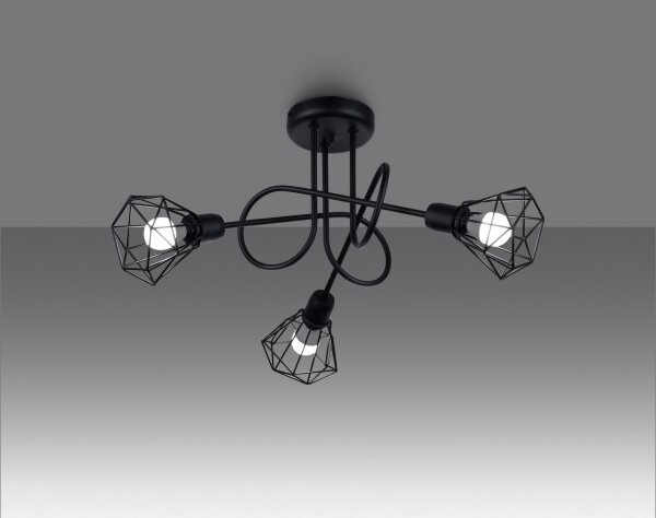 Lustră pe tijă ARTEMIS 3xE14/40W/230V neagră Sollux SL.1109