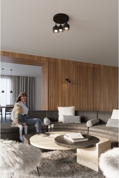 Lustră pe cablu SAVAR 1xE27/60W/230V neagră Sollux SL.1132