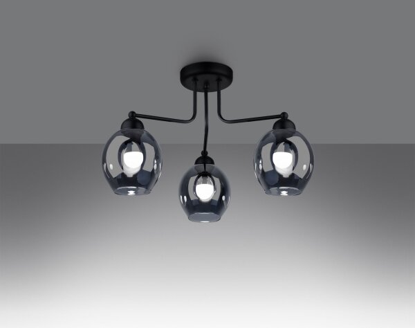Lustră pe tijă FILLAN 3xE27/60W/230V neagră Sollux SL.1144