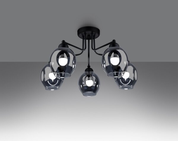 Lustră pe tijă FILLAN 5xE27/60W/230V neagră Sollux SL.1145