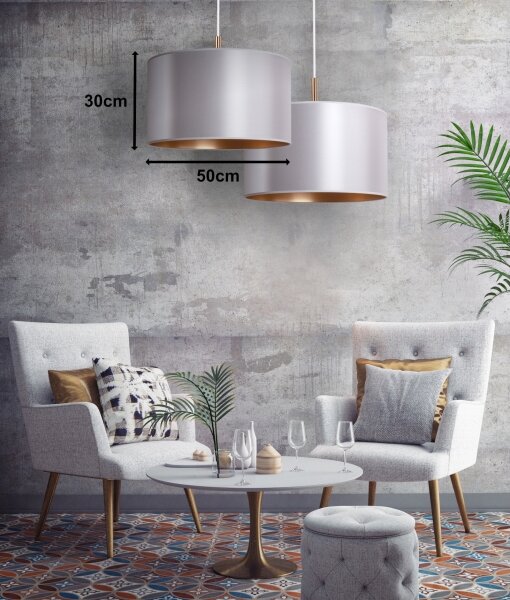 Duolla - Lustră pe cablu CANNES 1xE27/15W/230V d. 50 cm argintie/cupru