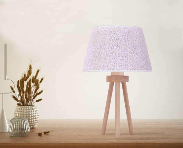 Lampă de masă Duolla BOUCLE 1xE27/15W/230V d. 28 cm alb/lemn