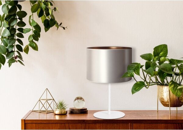 Lampă de masă Duolla CANNES 1xE14/15W/230V d. 20 cm argintiu/cupru/alb