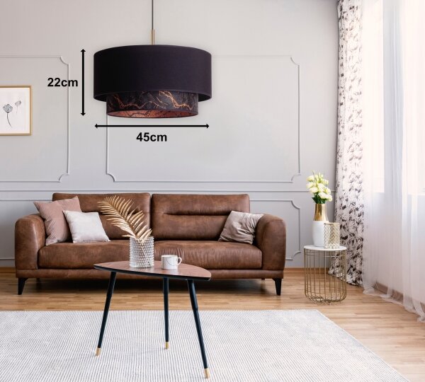 Duolla - Lustră pe cablu NANTES 1xE27/15W/230V d. 45 cm neagră/cupru