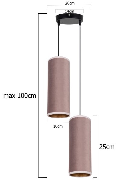 Lustr AVALO 2xE27/60W/230V pr. 20 cm roz/cupru