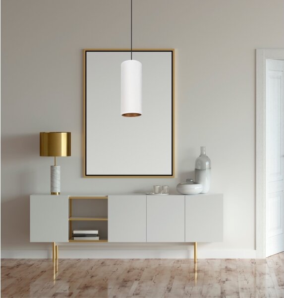 Lustr AVALO 1xE27/60W/230V alb/cupru pe cablu