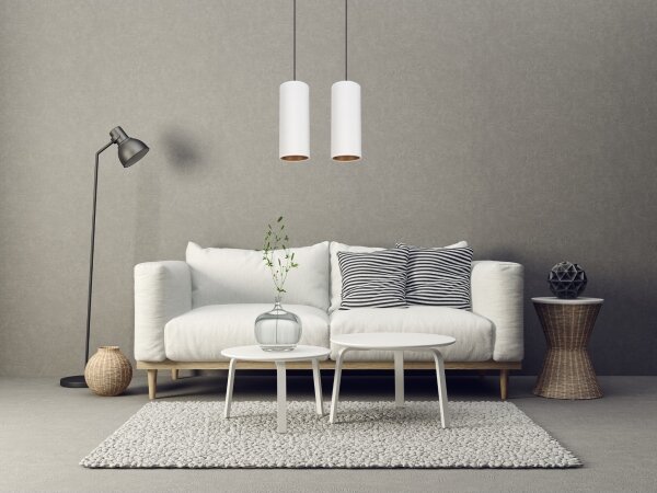 Lustr AVALO 2xE27/60W/230V alb/cupru pe cablu