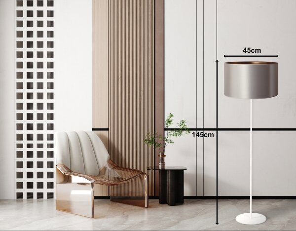 Lampadar Duolla CANNES 1xE27/15W/230V d. 45 cm argintiu/cupru/alb