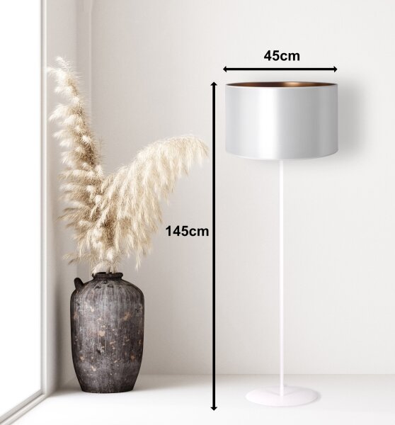Lampadar Duolla CANNES 1xE27/15W/230V d. 45 cm argintiu/cupru/alb