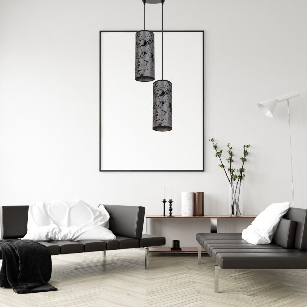 Lustră pe cablu AVALO 2xE27/60W/230V d. 20 cm gri/negru