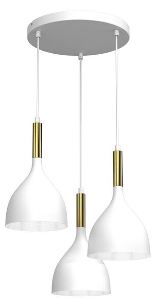 Lustră pe cablu NOAK 3xE27/60W/230V albă/aurie