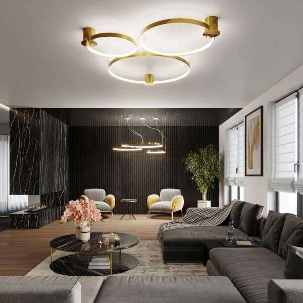 Plafonieră LED RIO LED/50W/230V CRI90 3000K d. 78 cm auriu Thoro TH.252